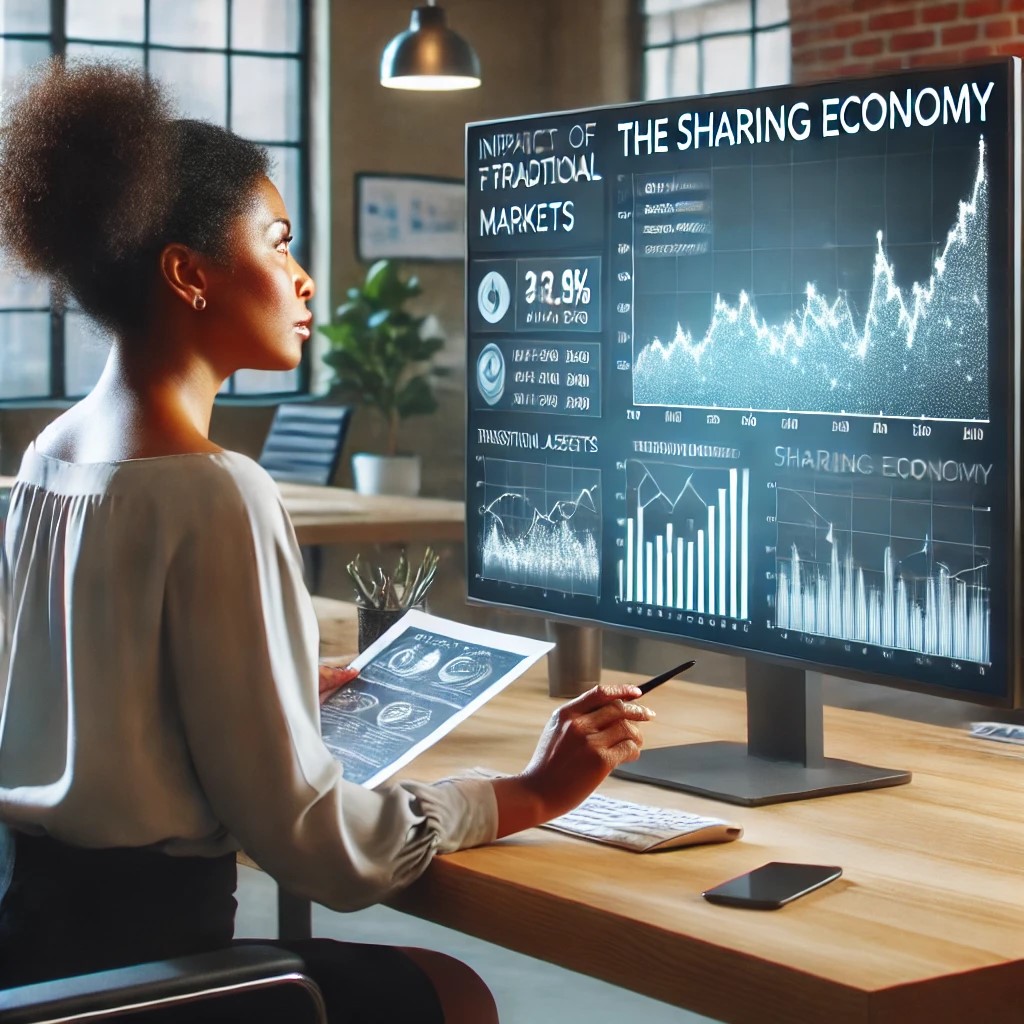 DALL·E 2024-07-03 17.01.15 - An image of a financial analyst examining the impact of the sharing economy on traditional financial markets using a large digital display. The analys